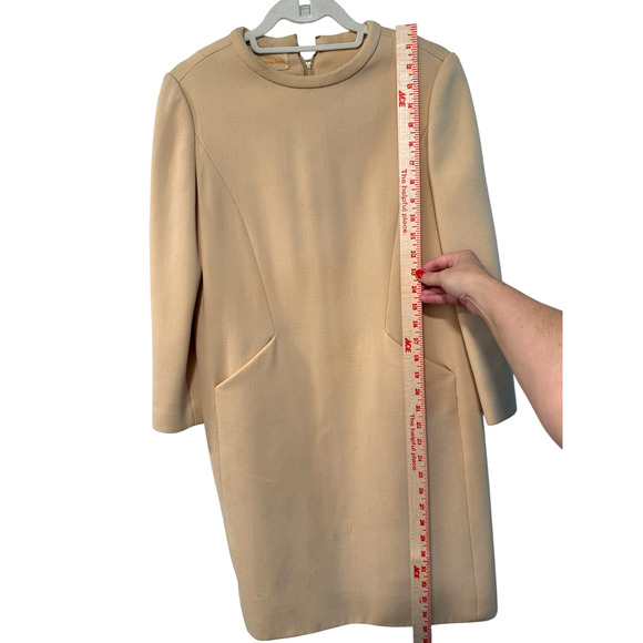 Vintage 60s Mod Wool Shift S Dress Abe Schrader Nicholas Ungár Minimalist Beige - Picture 7 of 9